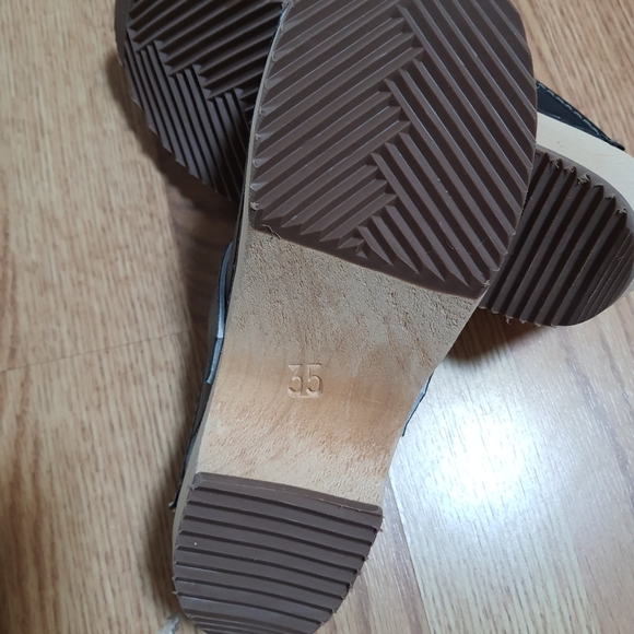 Lotta From Stockholm Swedish clog black leather wooden - Picture 2 of 4